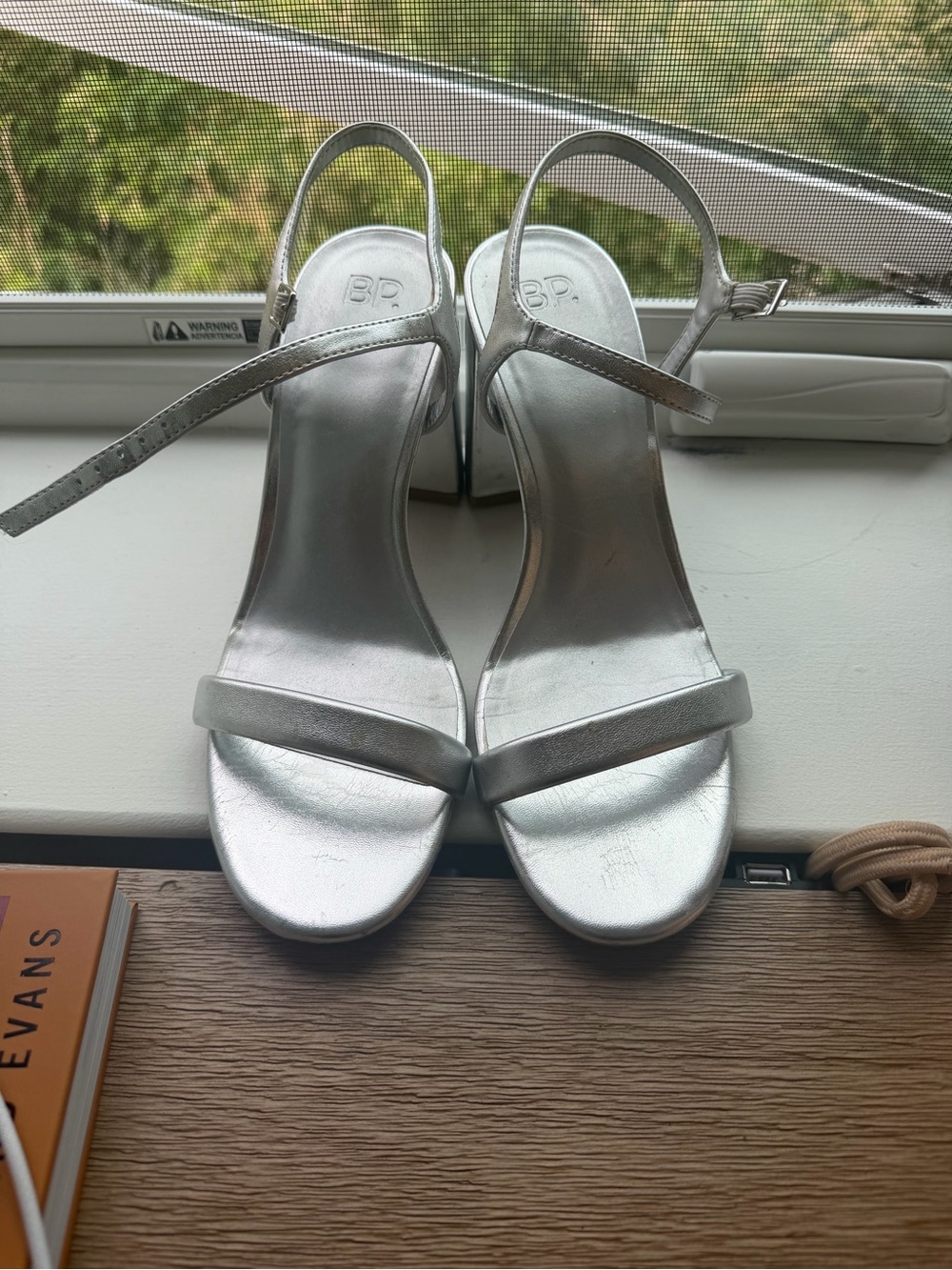 bp Silver Minimalist Slingback Heels